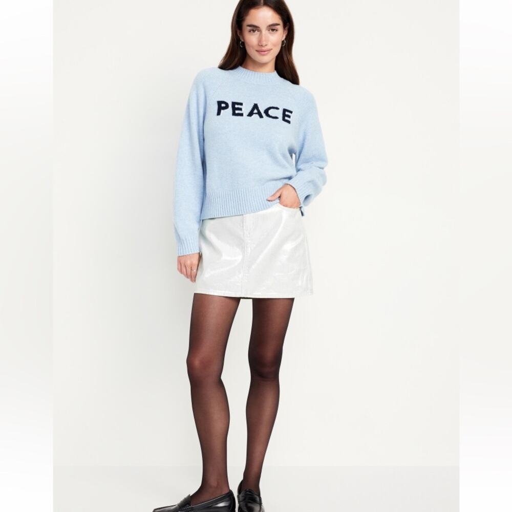 Old Navy Silver Shine Mid-Rise OG Mini Skirt